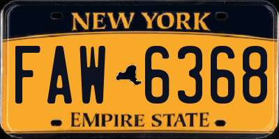 NY license plate FAW6368