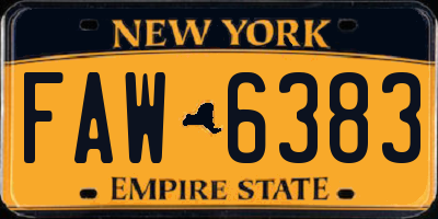 NY license plate FAW6383