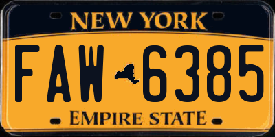 NY license plate FAW6385