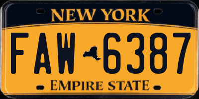 NY license plate FAW6387