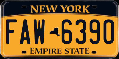 NY license plate FAW6390