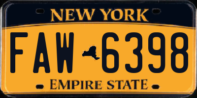 NY license plate FAW6398
