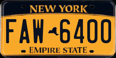 NY license plate FAW6400