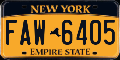 NY license plate FAW6405