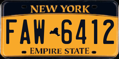 NY license plate FAW6412