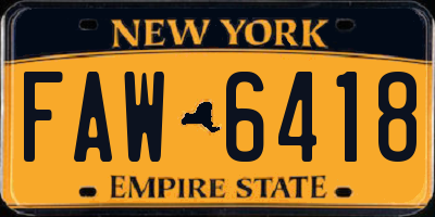 NY license plate FAW6418