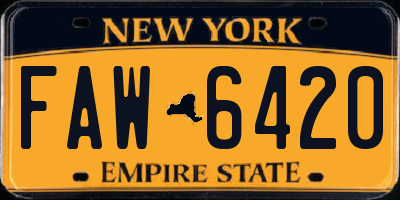 NY license plate FAW6420