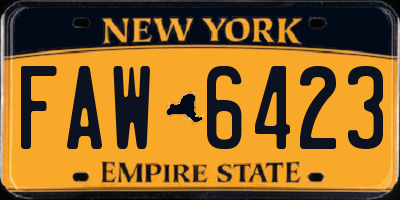 NY license plate FAW6423