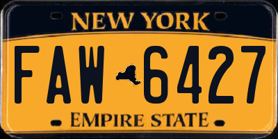 NY license plate FAW6427