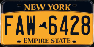 NY license plate FAW6428