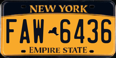NY license plate FAW6436