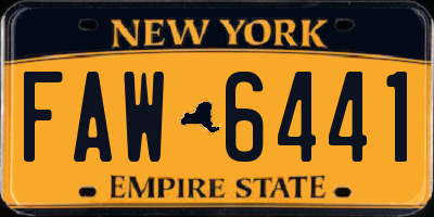NY license plate FAW6441