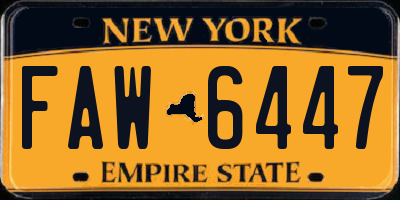 NY license plate FAW6447