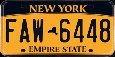 NY license plate FAW6448
