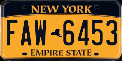 NY license plate FAW6453