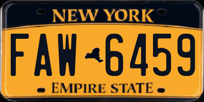 NY license plate FAW6459