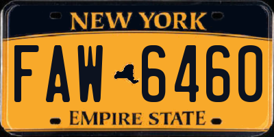 NY license plate FAW6460