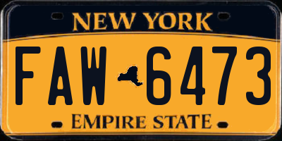 NY license plate FAW6473