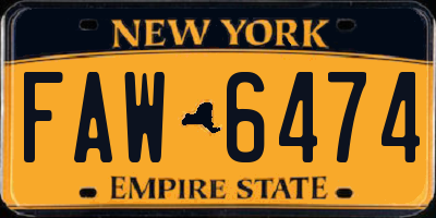 NY license plate FAW6474