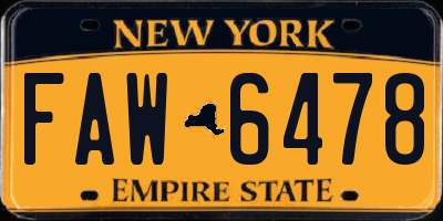 NY license plate FAW6478