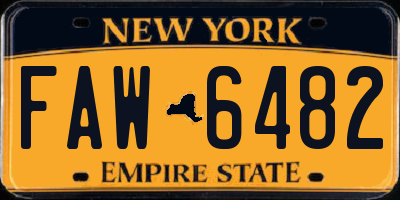 NY license plate FAW6482