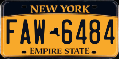 NY license plate FAW6484