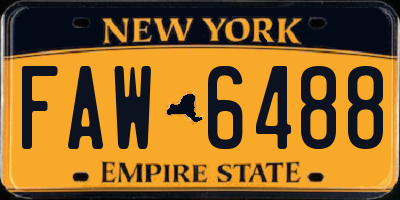 NY license plate FAW6488