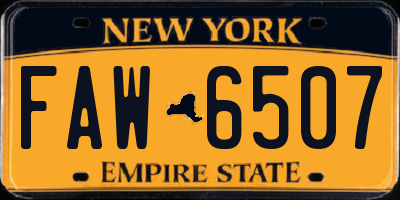 NY license plate FAW6507