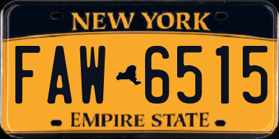 NY license plate FAW6515