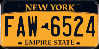 NY license plate FAW6524