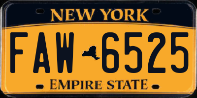 NY license plate FAW6525
