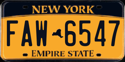 NY license plate FAW6547