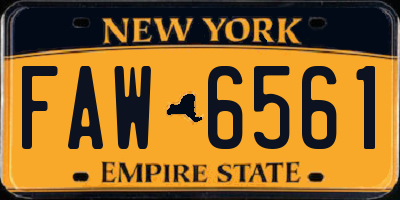 NY license plate FAW6561