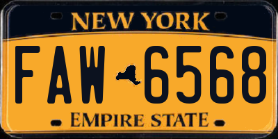 NY license plate FAW6568