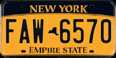 NY license plate FAW6570