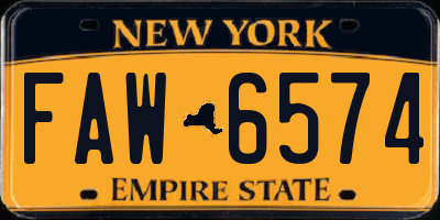 NY license plate FAW6574