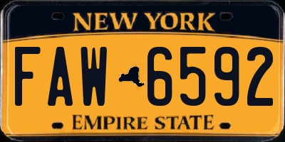 NY license plate FAW6592