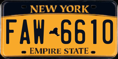 NY license plate FAW6610