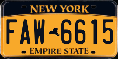 NY license plate FAW6615