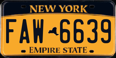 NY license plate FAW6639