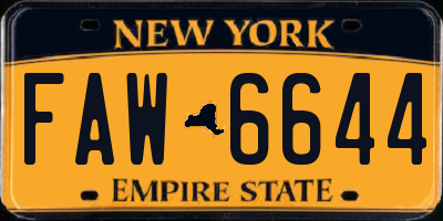 NY license plate FAW6644