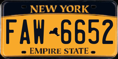 NY license plate FAW6652