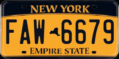 NY license plate FAW6679
