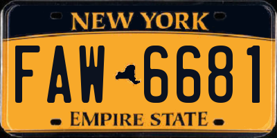 NY license plate FAW6681