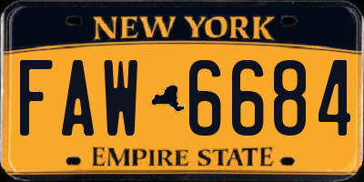 NY license plate FAW6684