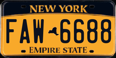 NY license plate FAW6688