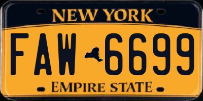 NY license plate FAW6699
