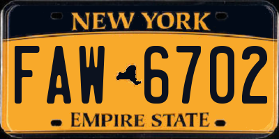 NY license plate FAW6702