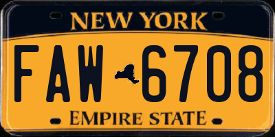 NY license plate FAW6708