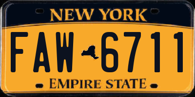 NY license plate FAW6711
